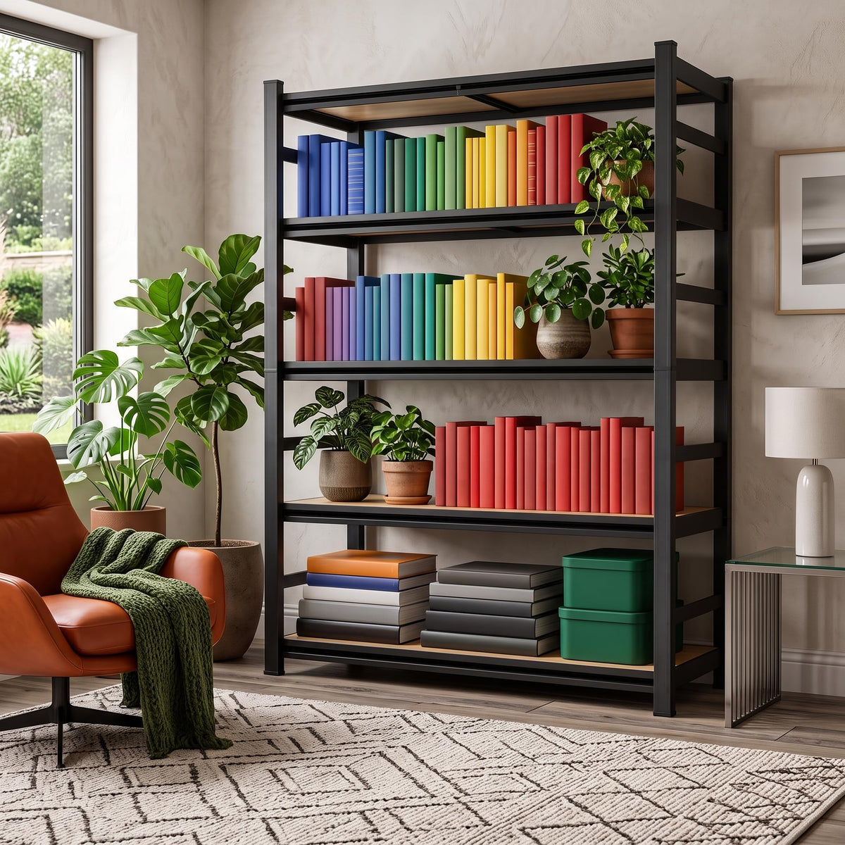 5 Tier Adjustable Wooden Bookshelf X5094
