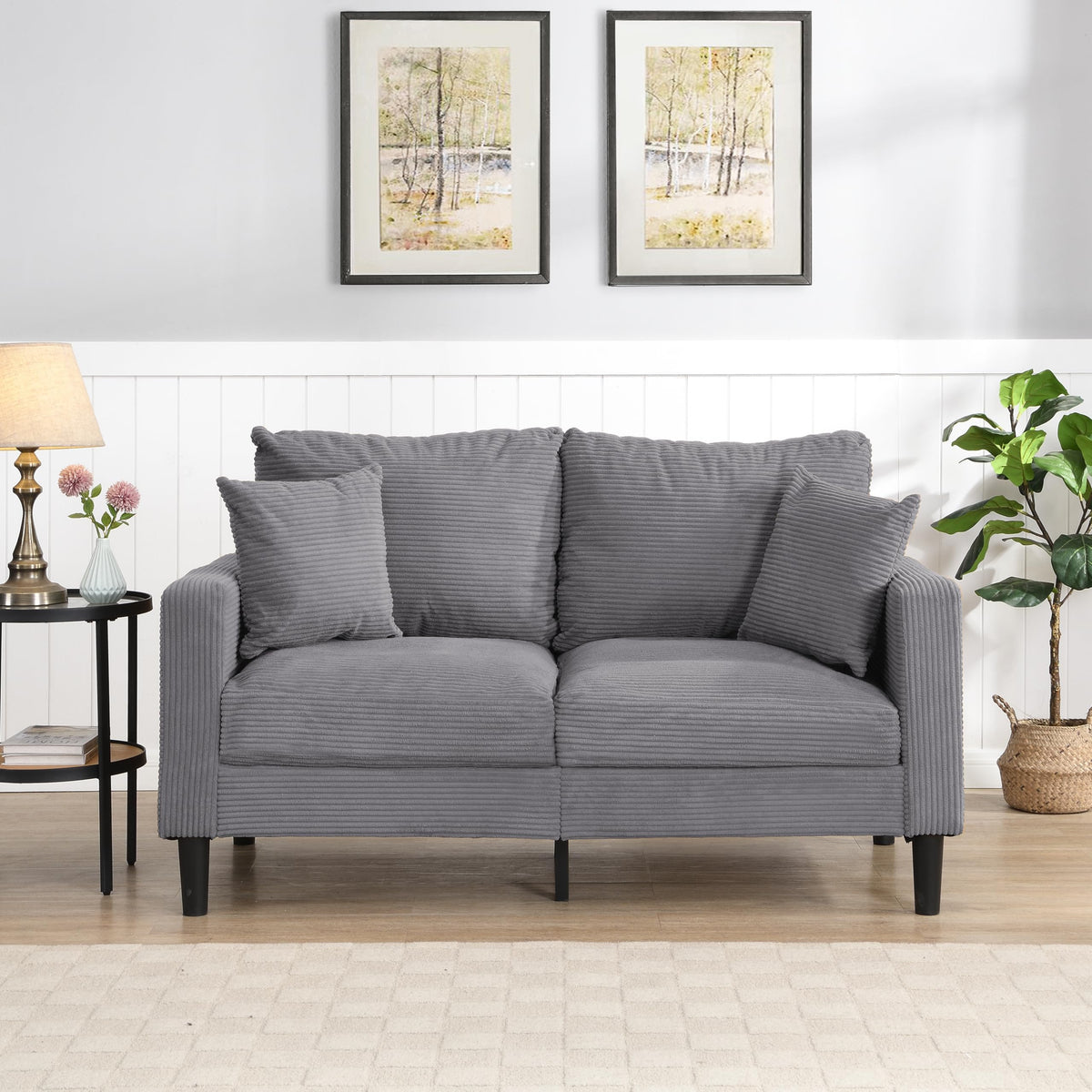 Light Gray 2-Seater Upholstered Loveseat Sofa C335