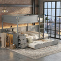 Gray Wood Full Over Full Bunk Bed with Twin Trundle H61778