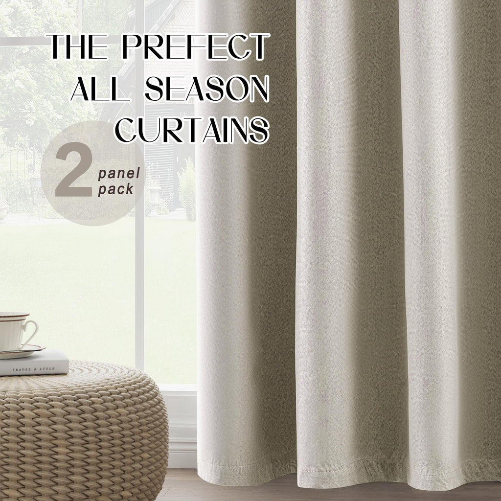 Blackout Linen Curtains 92 Inch 2 Panels B7977