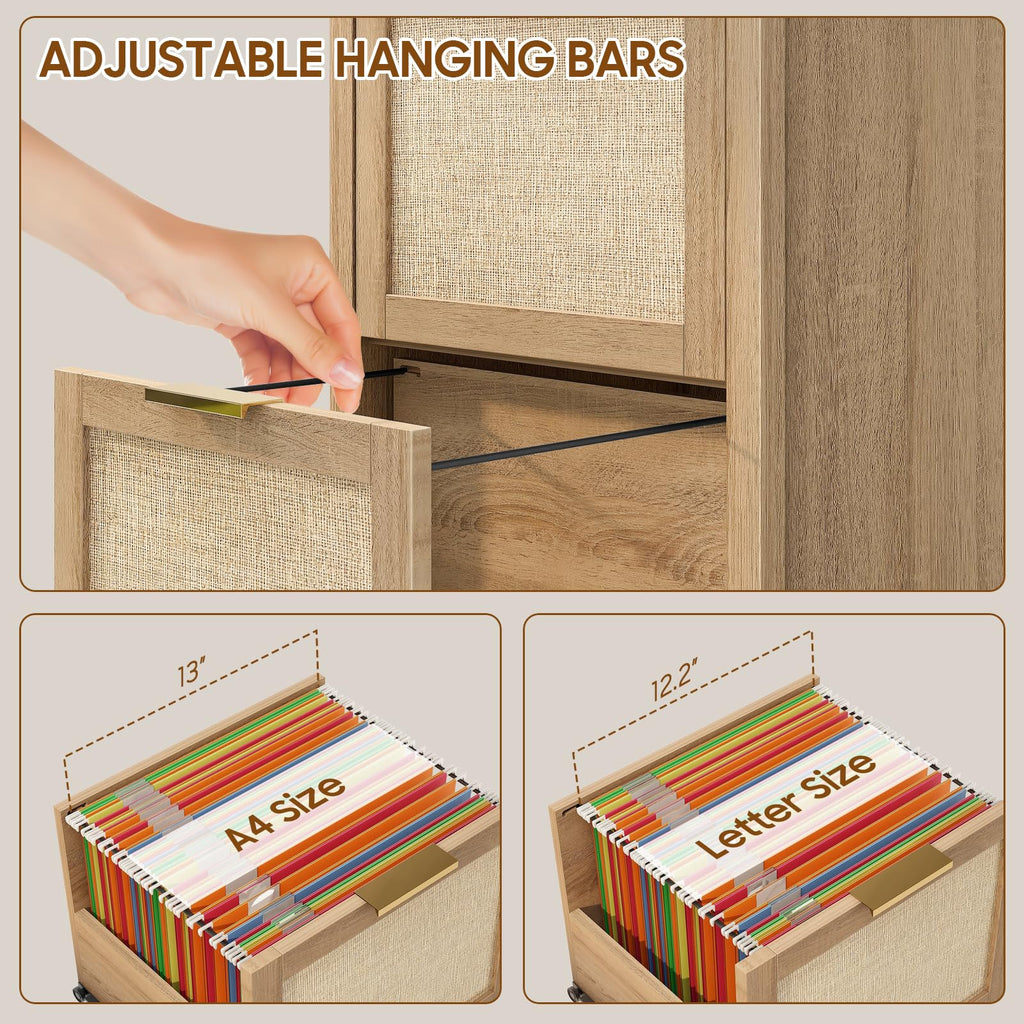 2-Drawer Rattan File Cabinet X7842